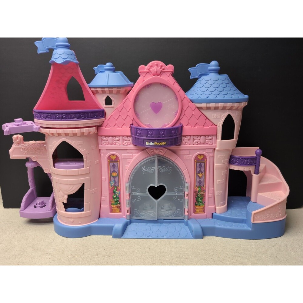 Fisher-Price Little People Pink Blue Castle Dollhouse Playset Light & Sound Work